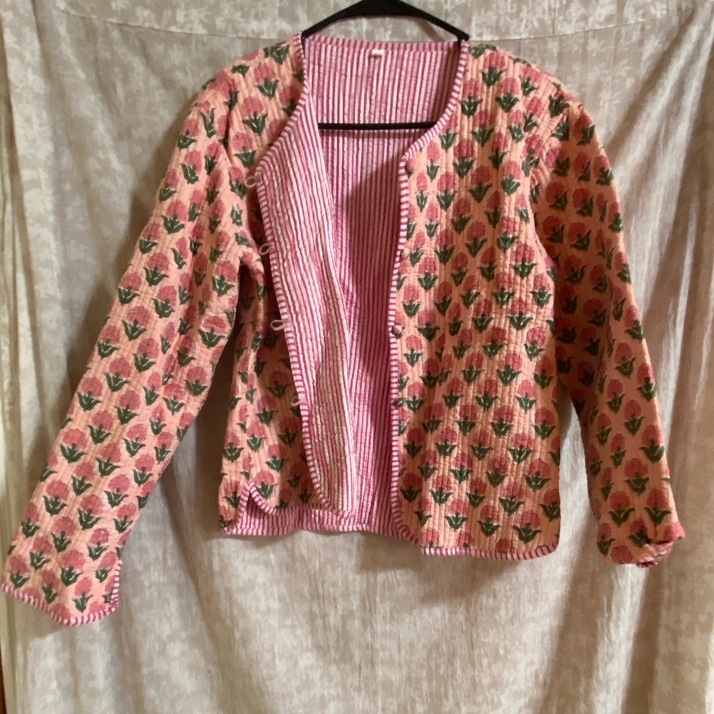 Pink Floral Quilted Jacket - Women’s Blazer